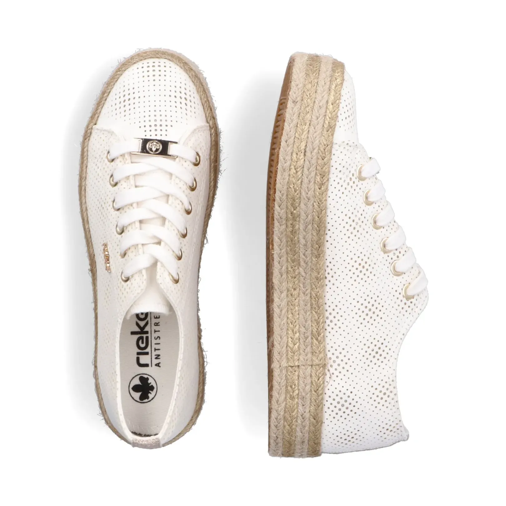 Hot Rieker Sznurowane Buty Damskie W Kolorze Labedzim Bialym
