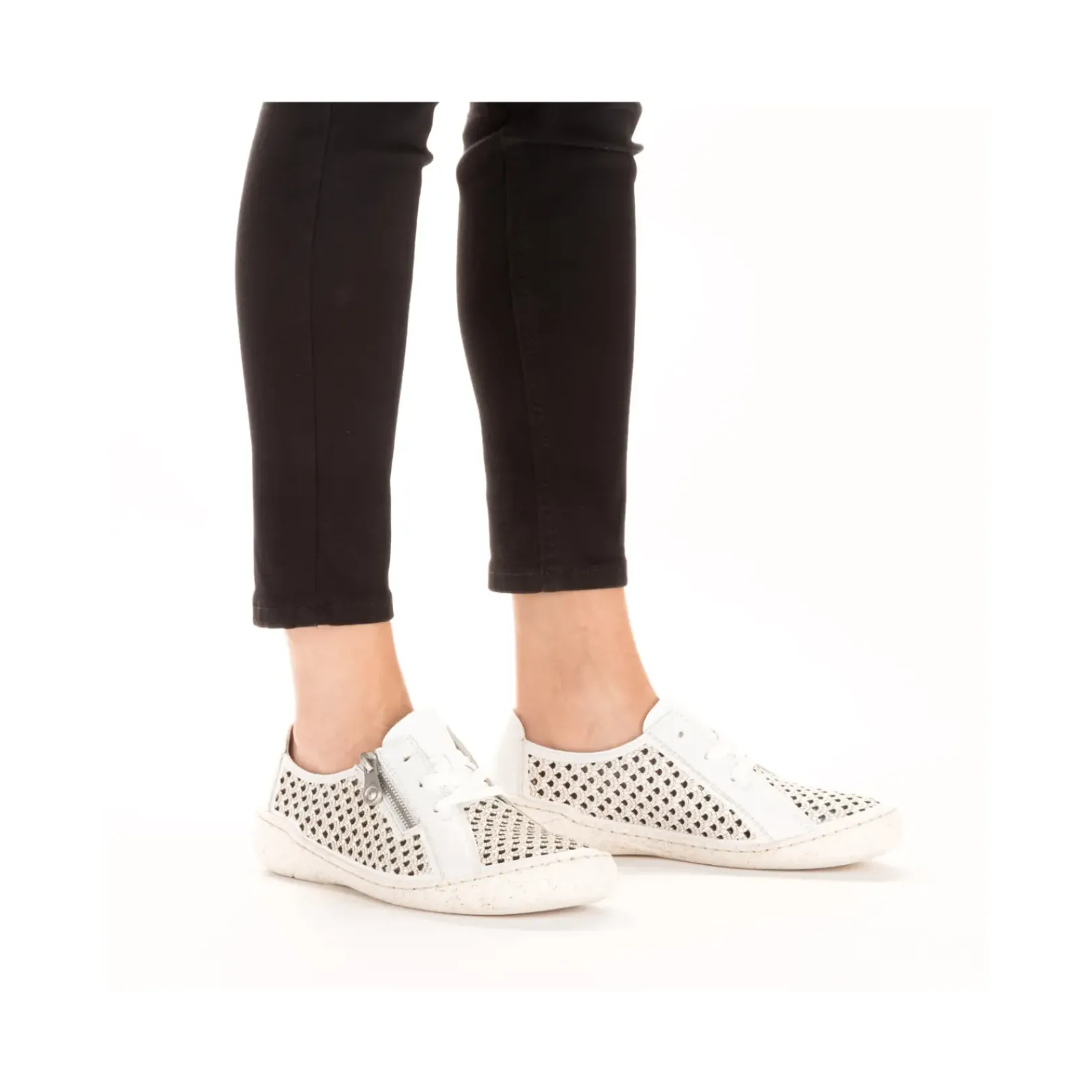 Online Rieker Sznurowane Buty Damskie W Kolorze Czystej Bieli