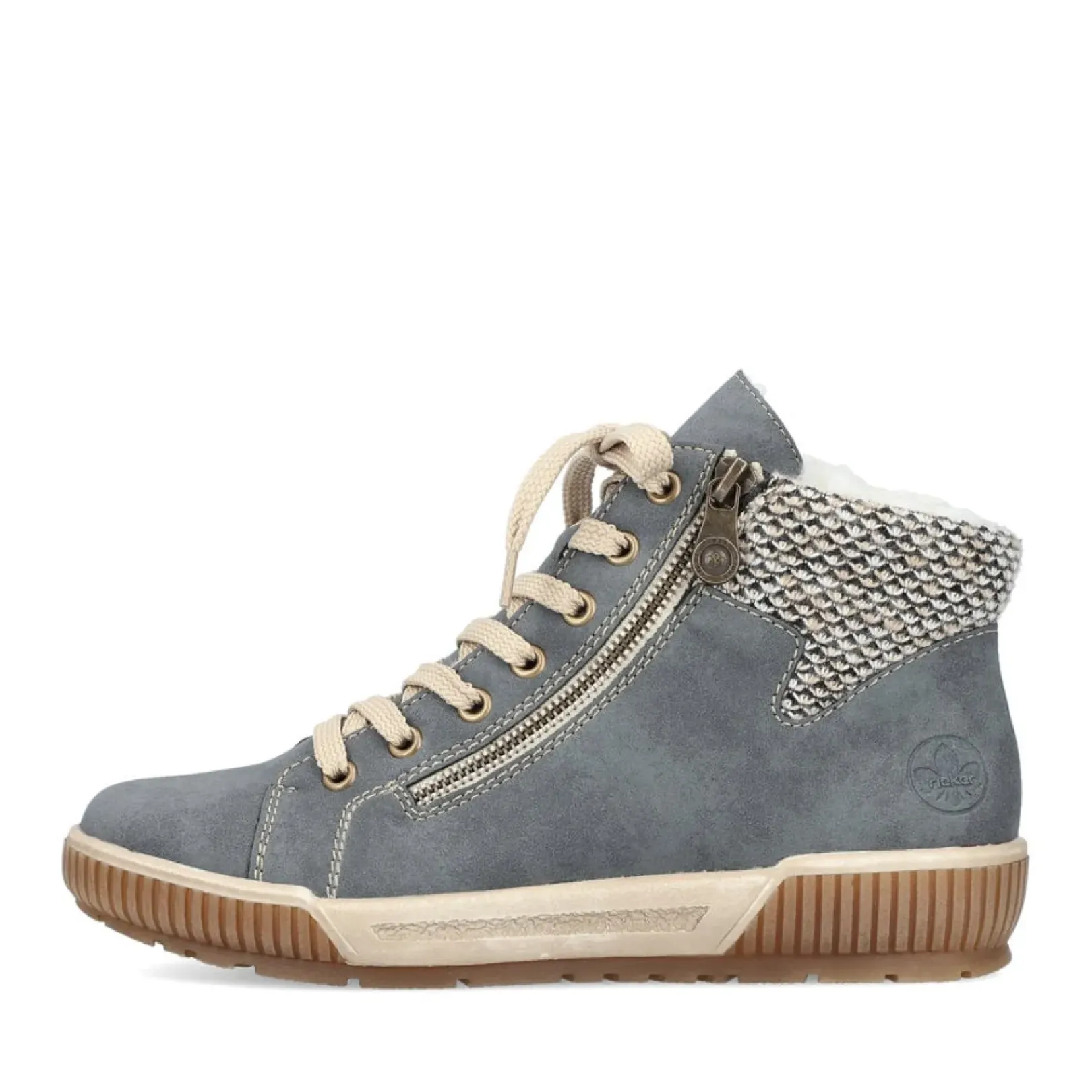New Rieker Sznurowane Buty Damskie W Kolorze Niebiesko-Szarym