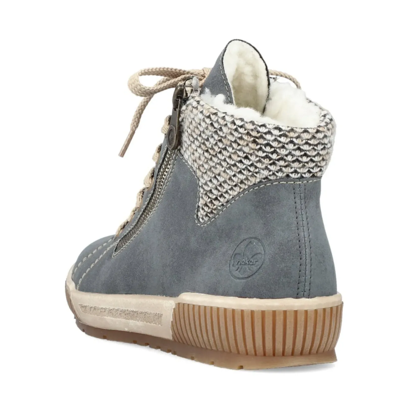 New Rieker Sznurowane Buty Damskie W Kolorze Niebiesko-Szarym