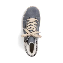 New Rieker Sznurowane Buty Damskie W Kolorze Niebiesko-Szarym