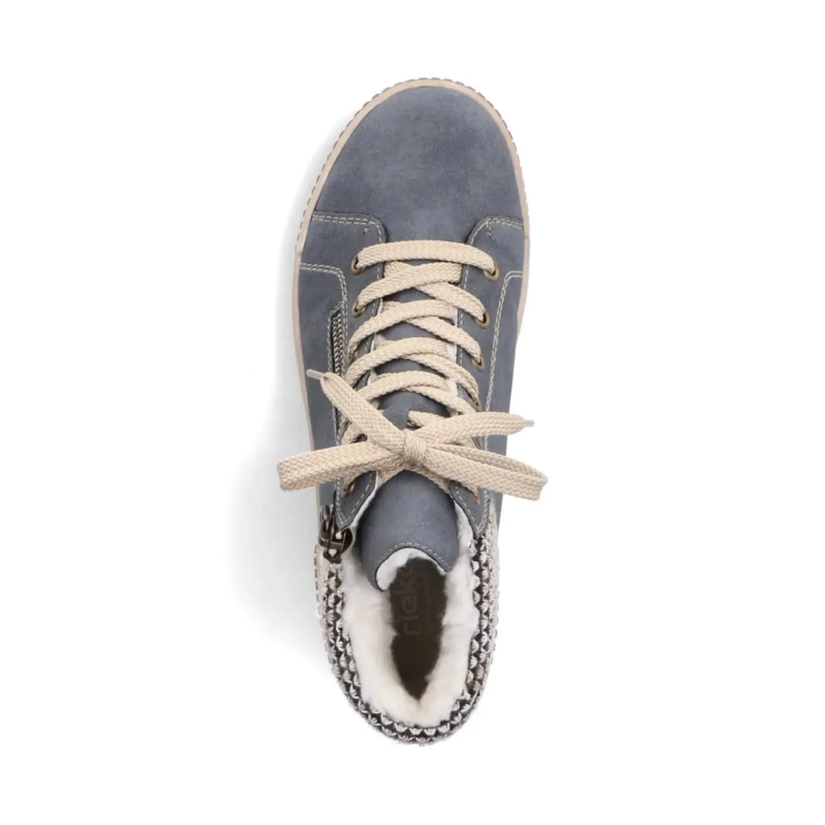 New Rieker Sznurowane Buty Damskie W Kolorze Niebiesko-Szarym