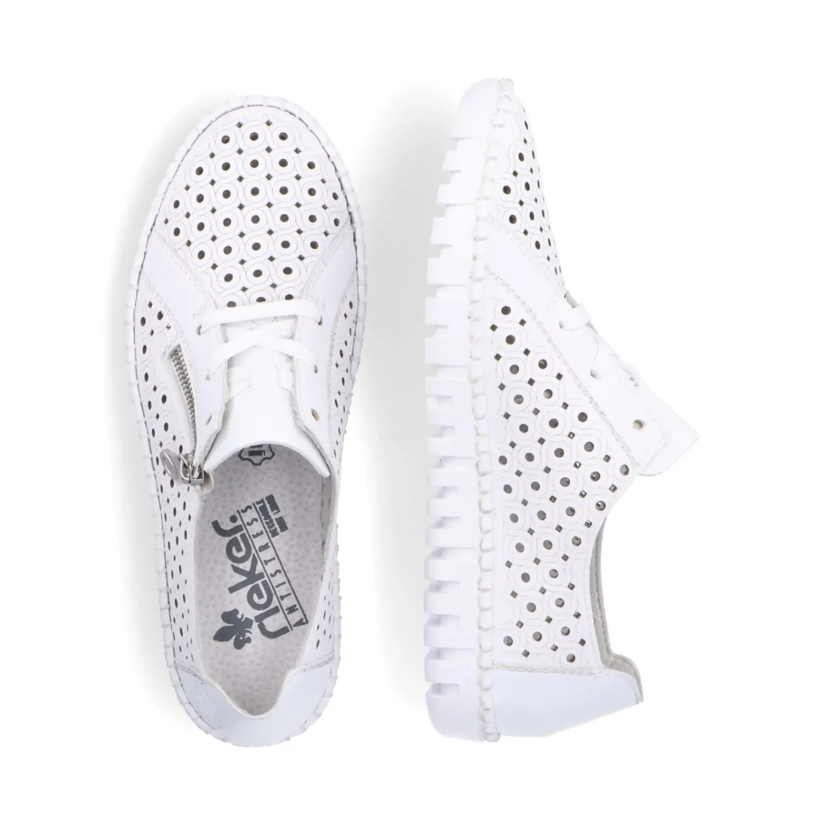Hot Rieker Sznurowane Buty Damskie W Kolorze Perlowo-Bialym