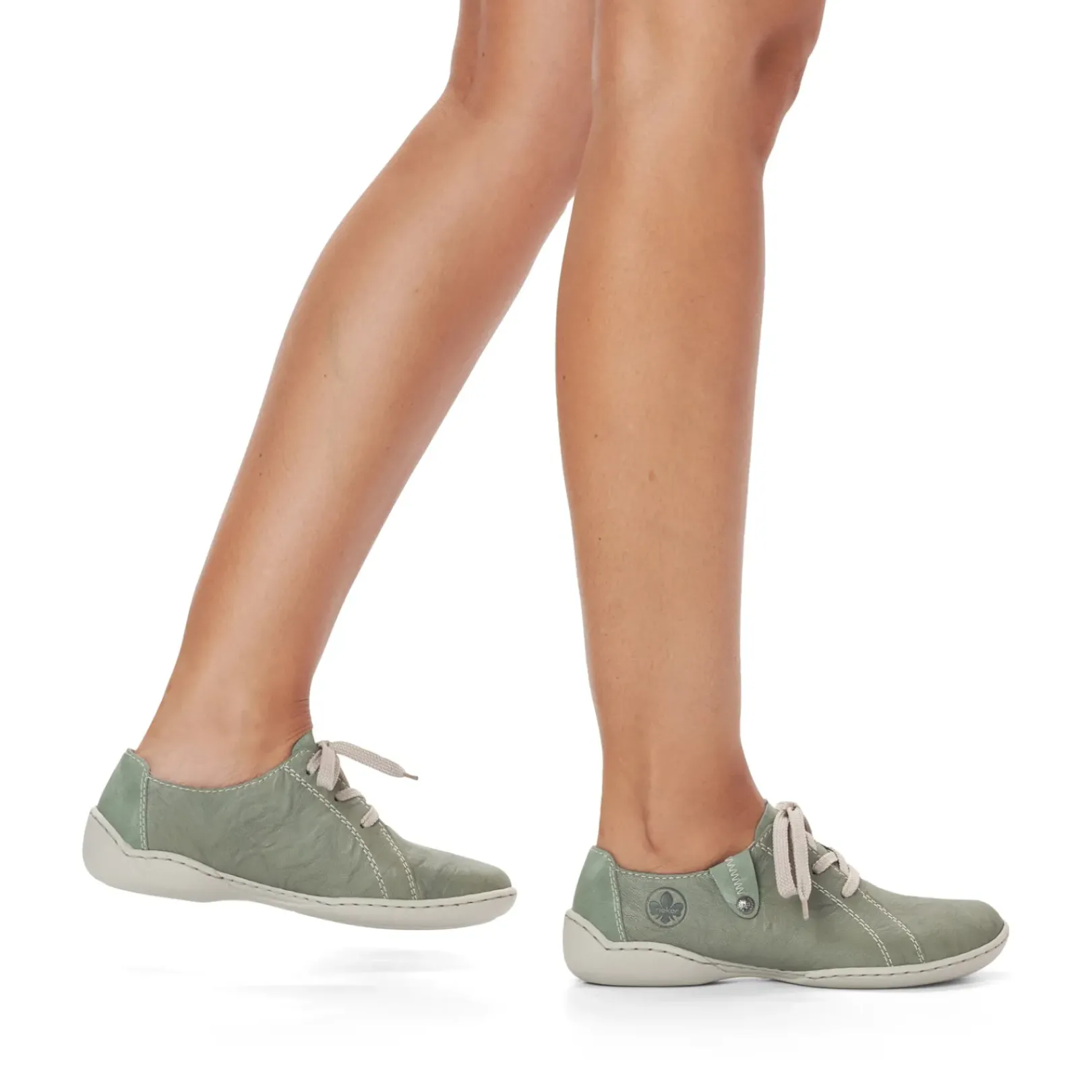 Clearance Rieker Sznurowane Buty Damskie W Kolorze Zielono-Szarym