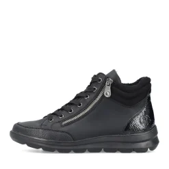 Best Rieker Sznurowane Buty Damskie W Kolorze Glebokiej Czerni