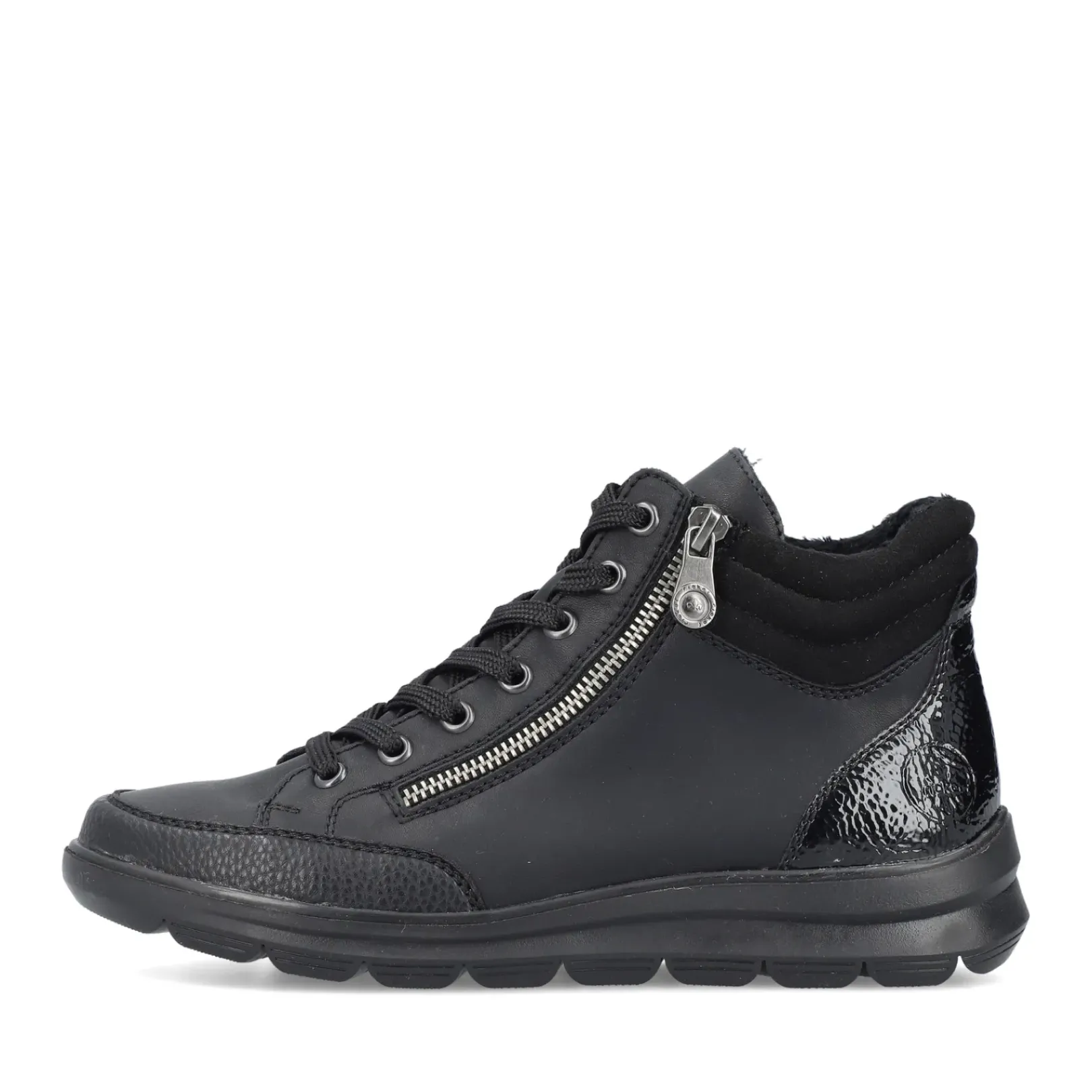 Best Rieker Sznurowane Buty Damskie W Kolorze Glebokiej Czerni