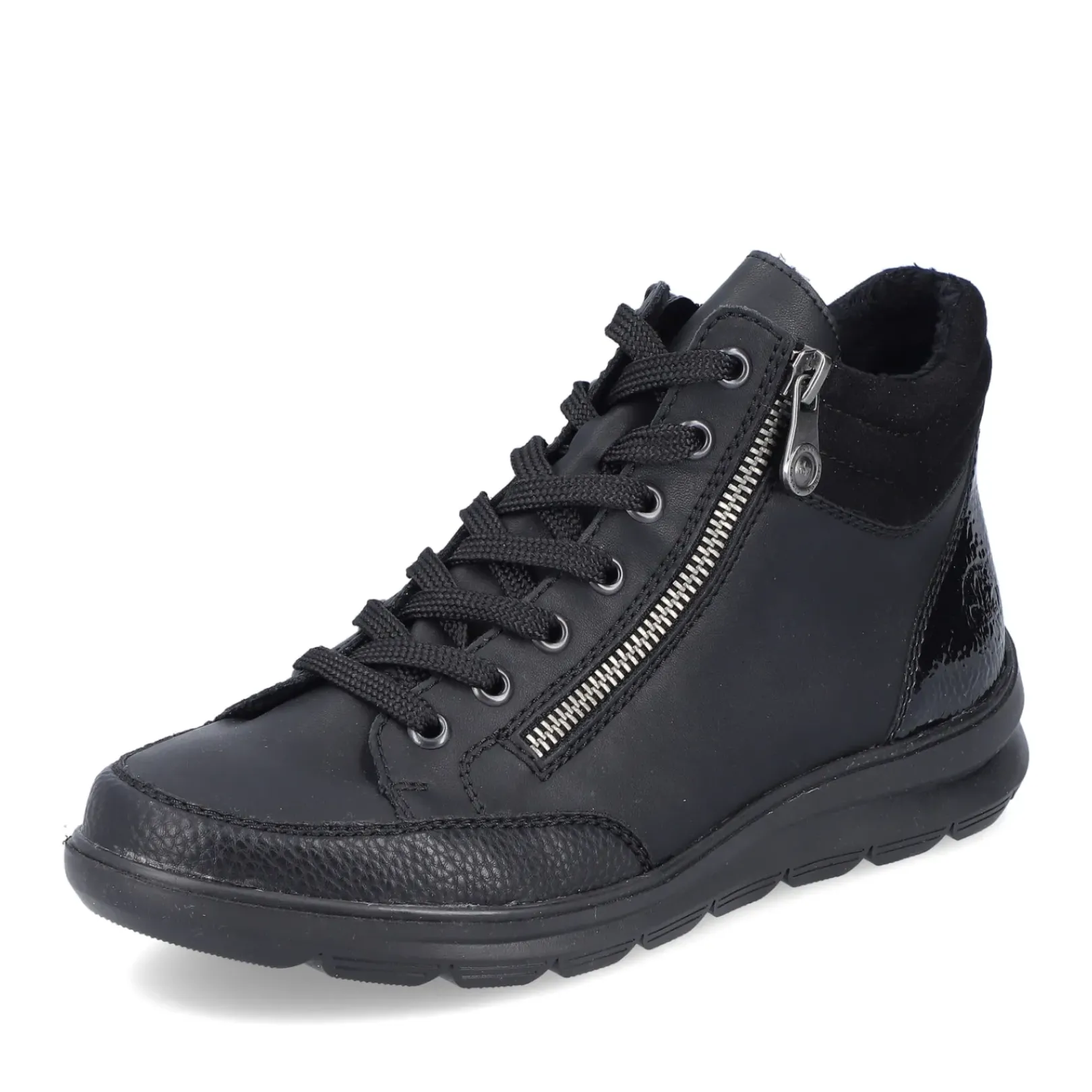 Best Rieker Sznurowane Buty Damskie W Kolorze Glebokiej Czerni