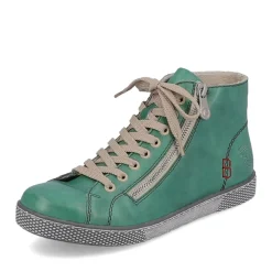 Fashion Rieker Sznurowane Buty Damskie W Kolorze Szmaragdowej Zieleni