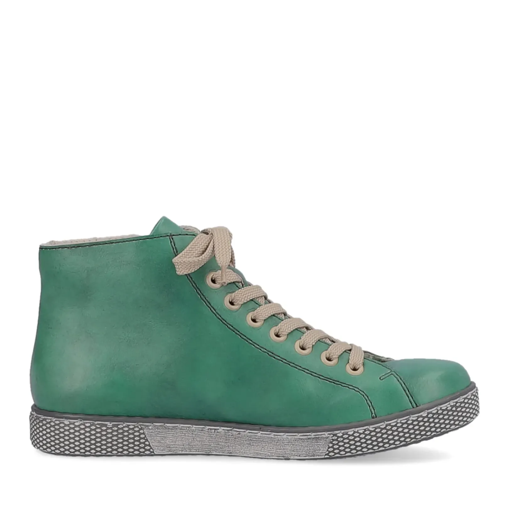 Fashion Rieker Sznurowane Buty Damskie W Kolorze Szmaragdowej Zieleni
