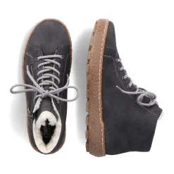 Hot Rieker Sznurowane Buty Damskie W Kolorze Asfaltowo-Szarym