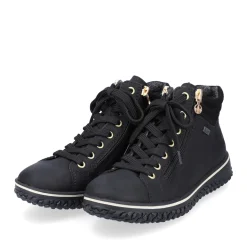 Discount Rieker Sznurowane Buty Damskie W Kolorze Glebokiej Czerni