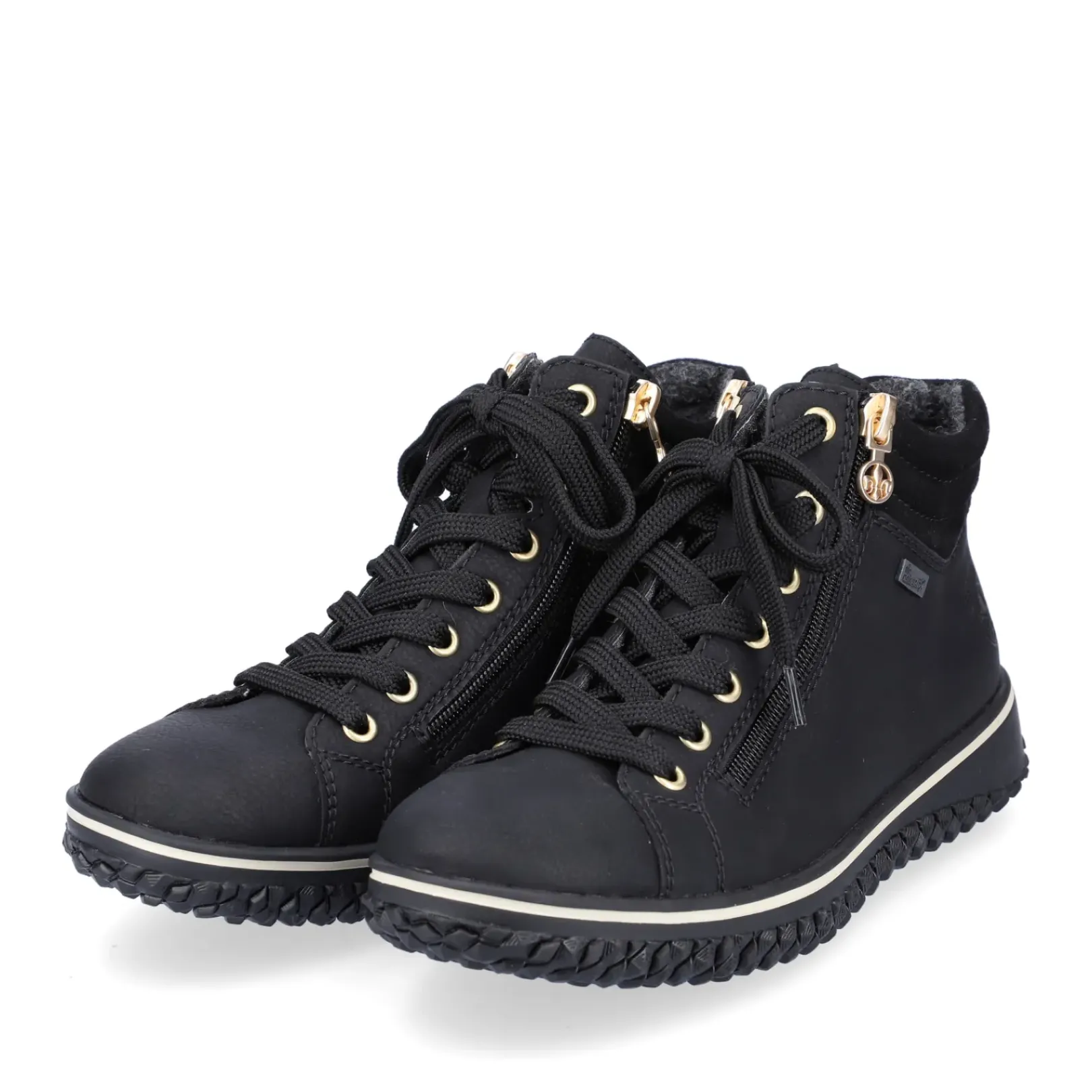 Discount Rieker Sznurowane Buty Damskie W Kolorze Glebokiej Czerni