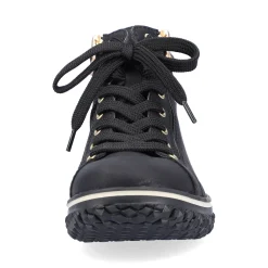 Discount Rieker Sznurowane Buty Damskie W Kolorze Glebokiej Czerni