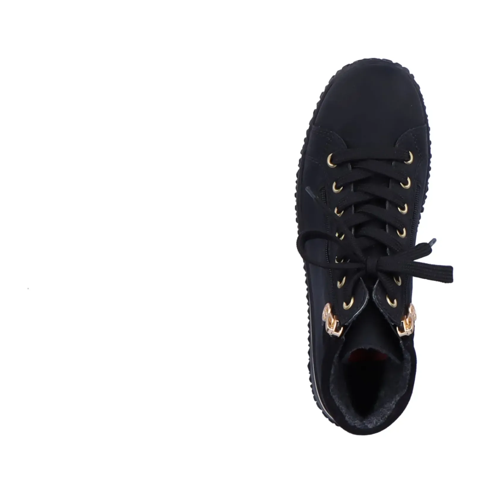 Discount Rieker Sznurowane Buty Damskie W Kolorze Glebokiej Czerni