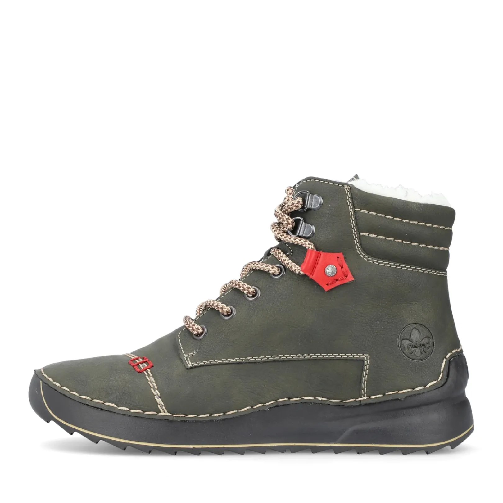 Outlet Rieker Sznurowane Buty Damskie W Kolorze Szaro-Zielonym