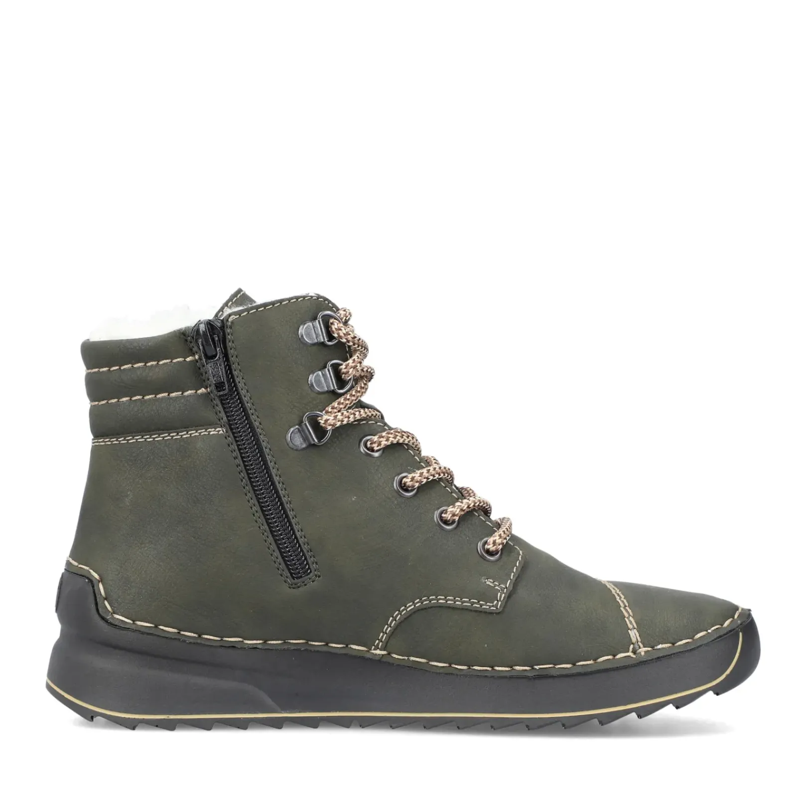 Outlet Rieker Sznurowane Buty Damskie W Kolorze Szaro-Zielonym