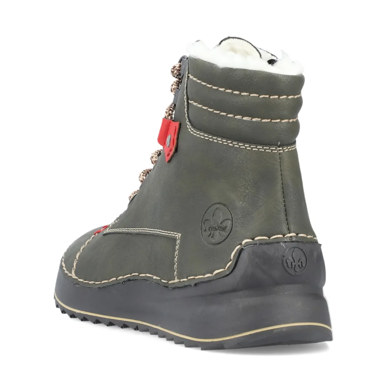 Outlet Rieker Sznurowane Buty Damskie W Kolorze Szaro-Zielonym