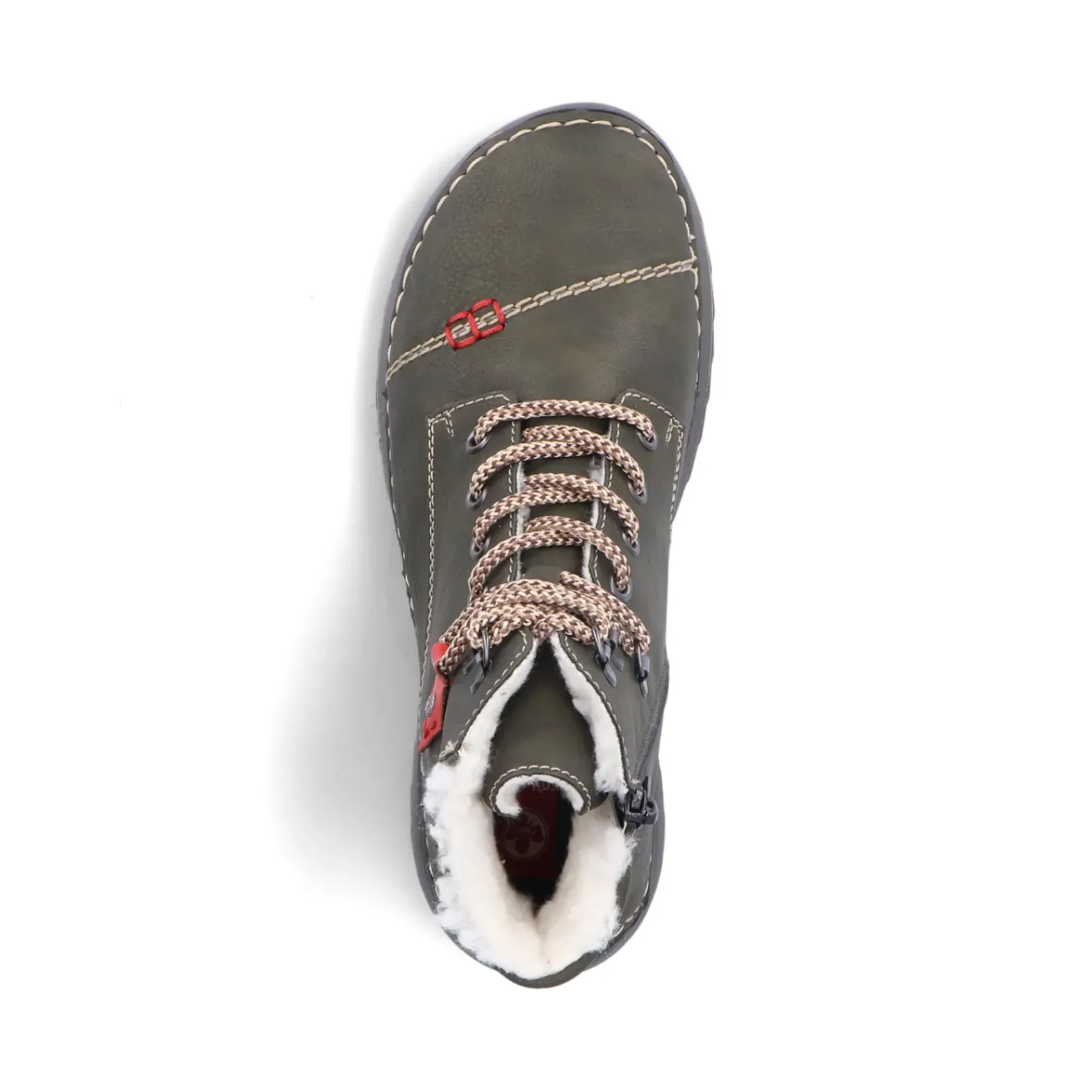 Outlet Rieker Sznurowane Buty Damskie W Kolorze Szaro-Zielonym