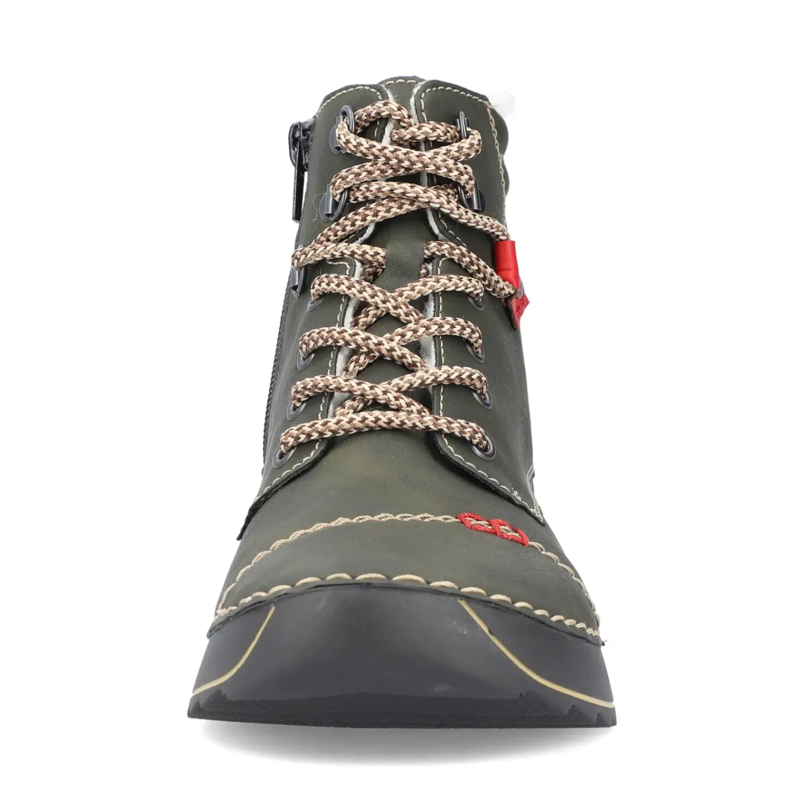 Outlet Rieker Sznurowane Buty Damskie W Kolorze Szaro-Zielonym