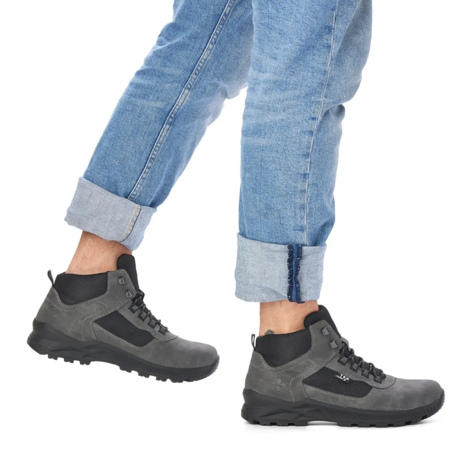 Fashion Rieker Sznurowane Buty Meskie W Kolorze Granitowo-Szarym