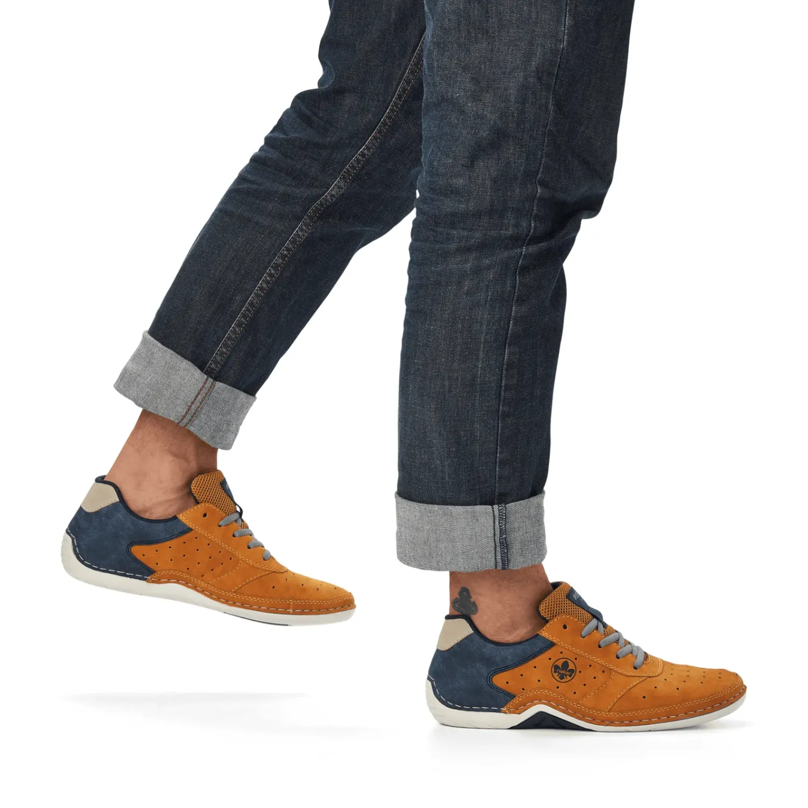 Best Rieker Sznurowane Buty Meskie W Kolorze Zlotym Zolto-Niebieskim