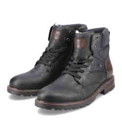 Outlet Rieker Sznurowane Buty Meskie W Kolorze Glebokiej Czerni
