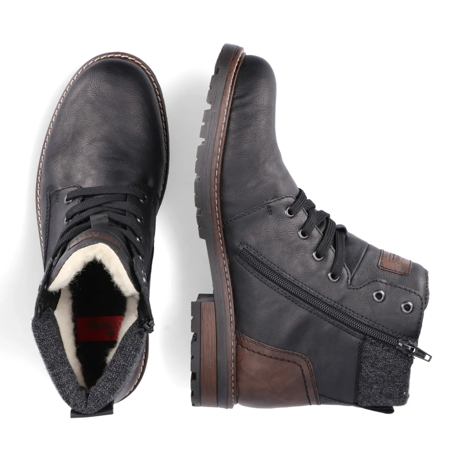 Outlet Rieker Sznurowane Buty Meskie W Kolorze Glebokiej Czerni