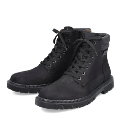 Outlet Rieker Sznurowane Buty Meskie W Kolorze Glebokiej Czerni