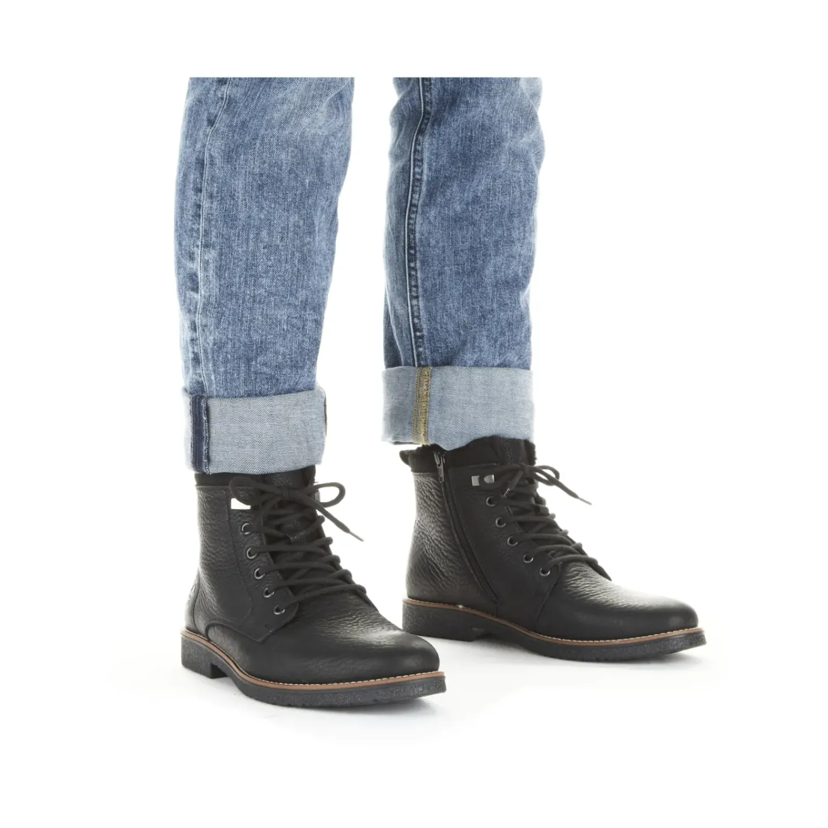 Fashion Rieker Sznurowane Buty Meskie W Kolorze Grafitowo-Czarnym