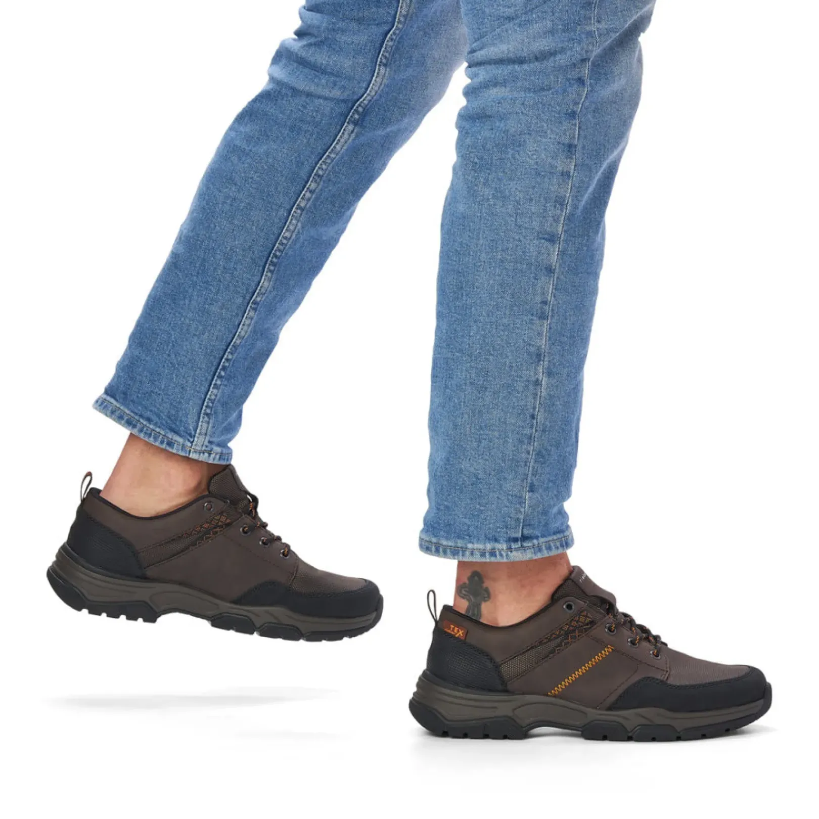 Fashion Rieker Sznurowane Buty Meskie W Kolorze Orzechowego Brazu