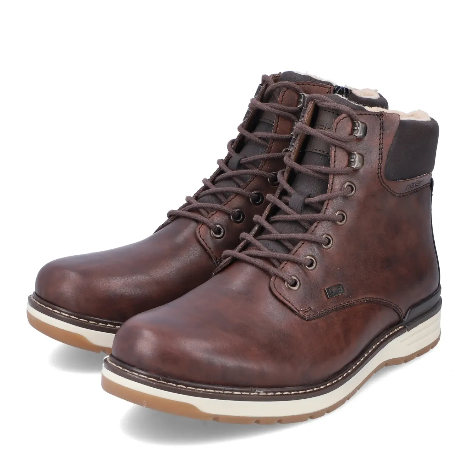 Discount Rieker Sznurowane Buty Meskie W Kolorze Orzechowego Brazu