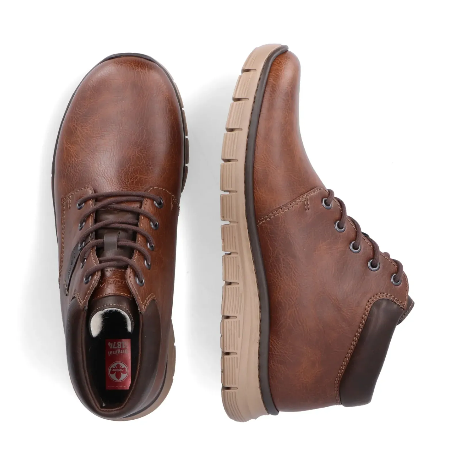 Outlet Rieker Sznurowane Buty Meskie W Kolorze Orzechowego Brazu