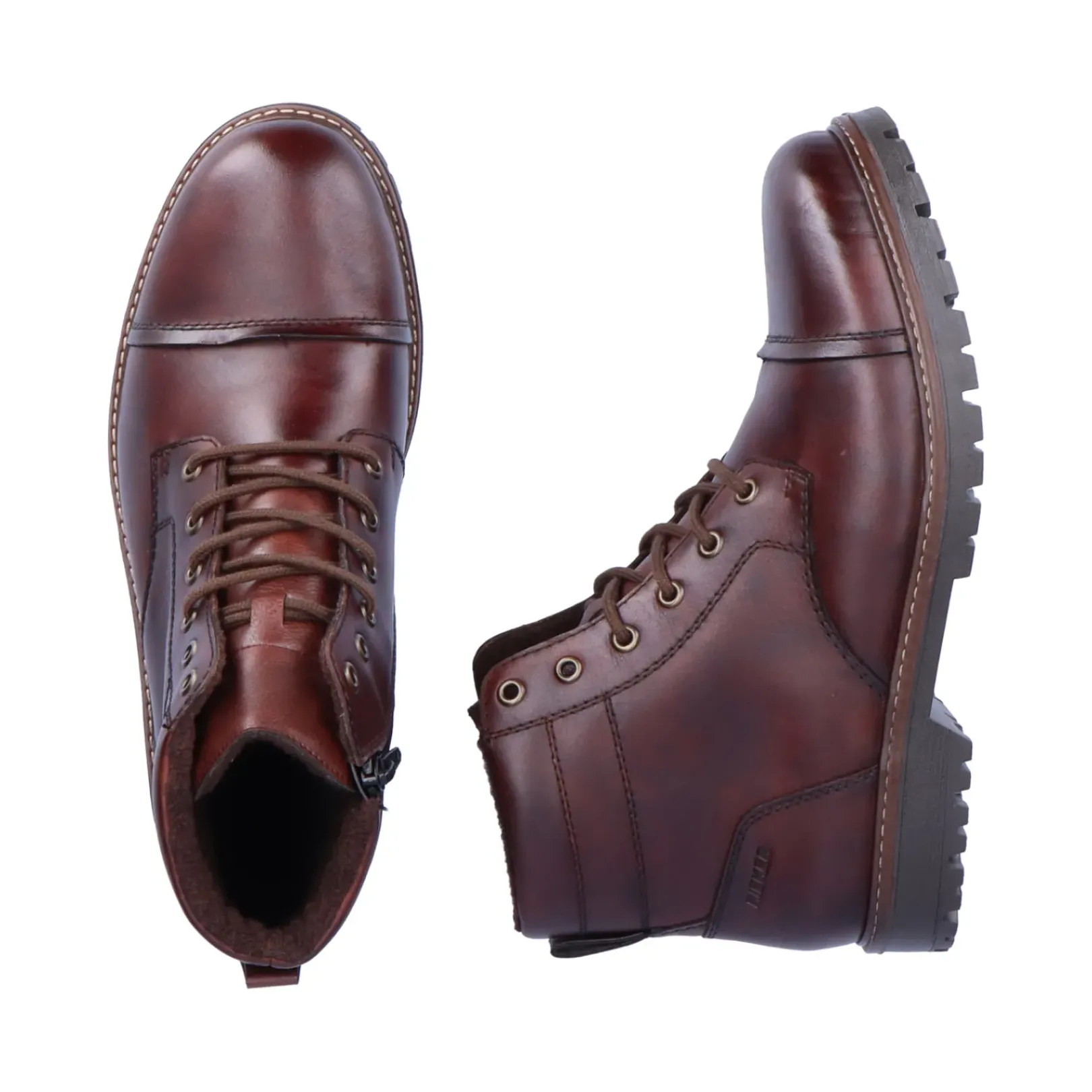 Hot Rieker Sznurowane Buty Meskie W Kolorze Orzechowego Brazu