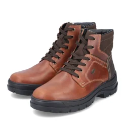Outlet Rieker Sznurowane Buty Meskie W Kolorze Kasztanowo-Brazowym