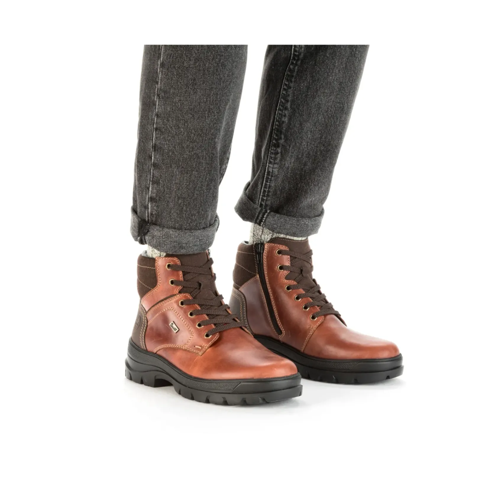 Outlet Rieker Sznurowane Buty Meskie W Kolorze Kasztanowo-Brazowym