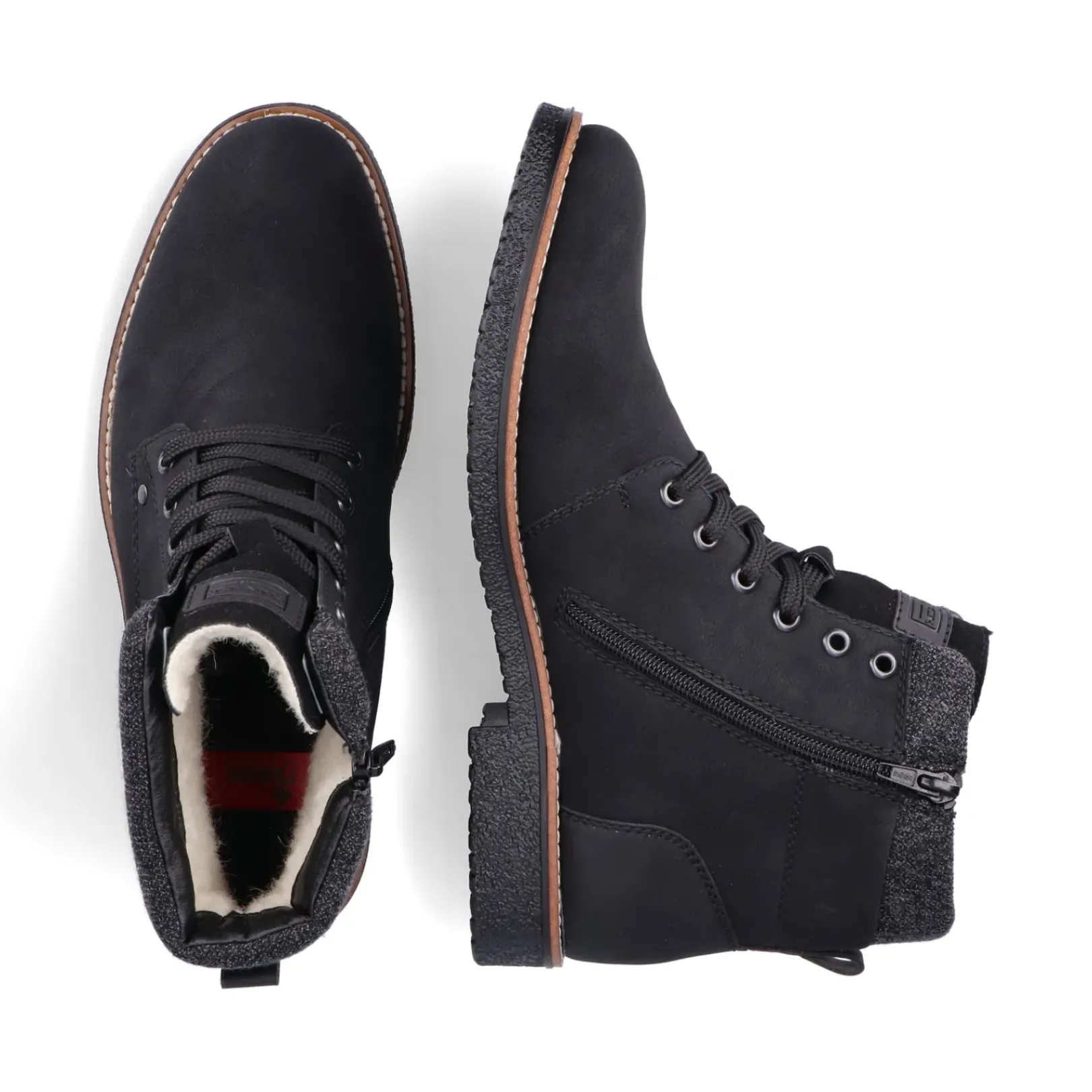 Hot Rieker Sznurowane Buty Meskie W Kolorze Glebokiej Czerni