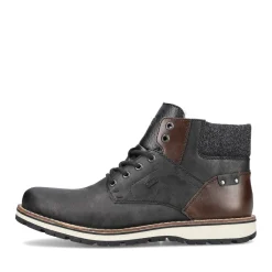 Outlet Rieker Sznurowane Buty Meskie W Kolorze Grafitowo-Czarnym