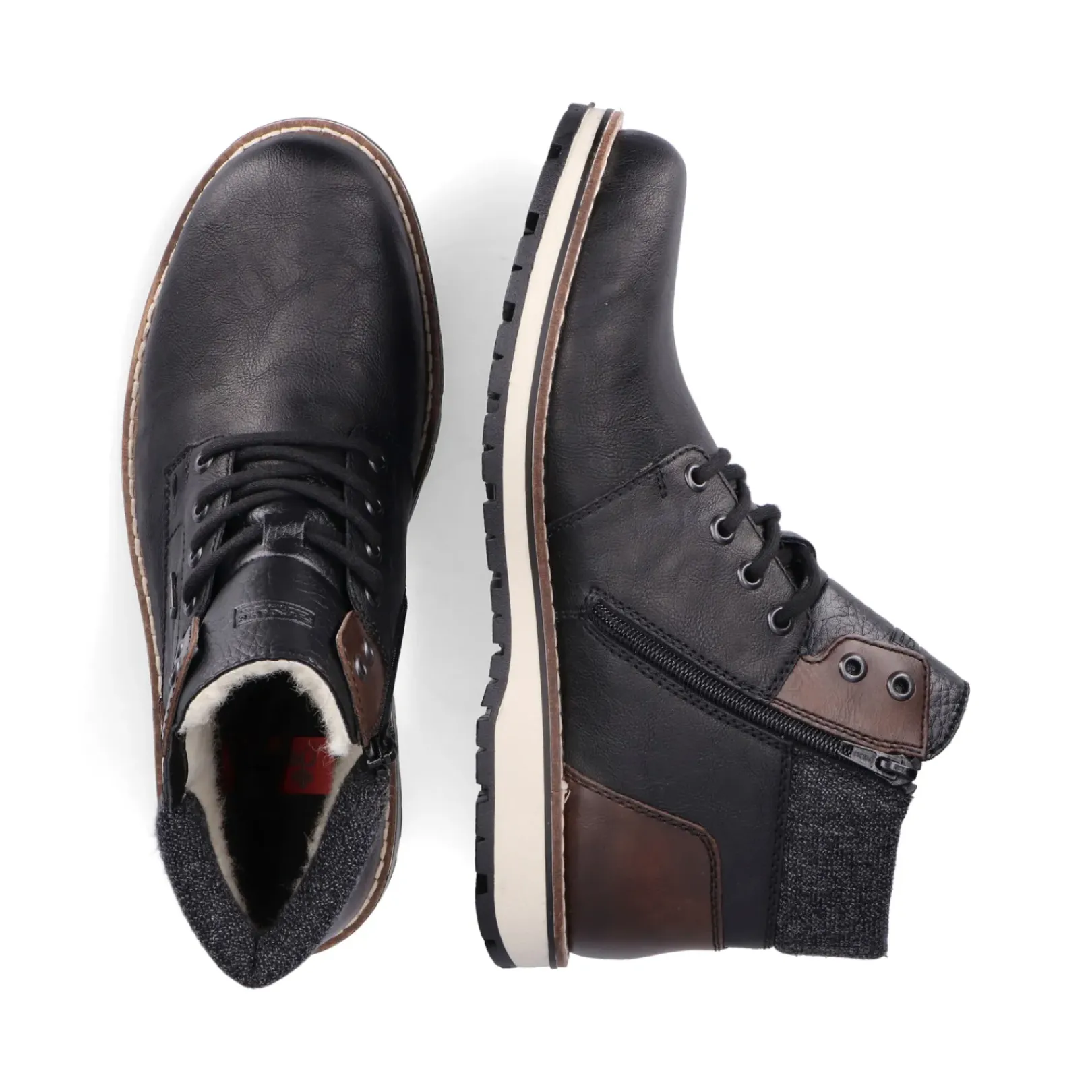 Outlet Rieker Sznurowane Buty Meskie W Kolorze Grafitowo-Czarnym
