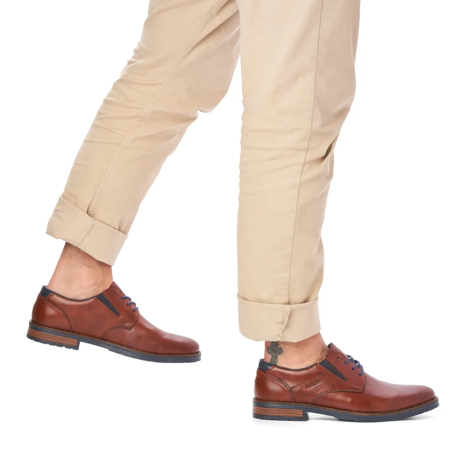 Hot Rieker Sznurowane Buty Meskie W Kolorze Kasztanowo-Brazowym