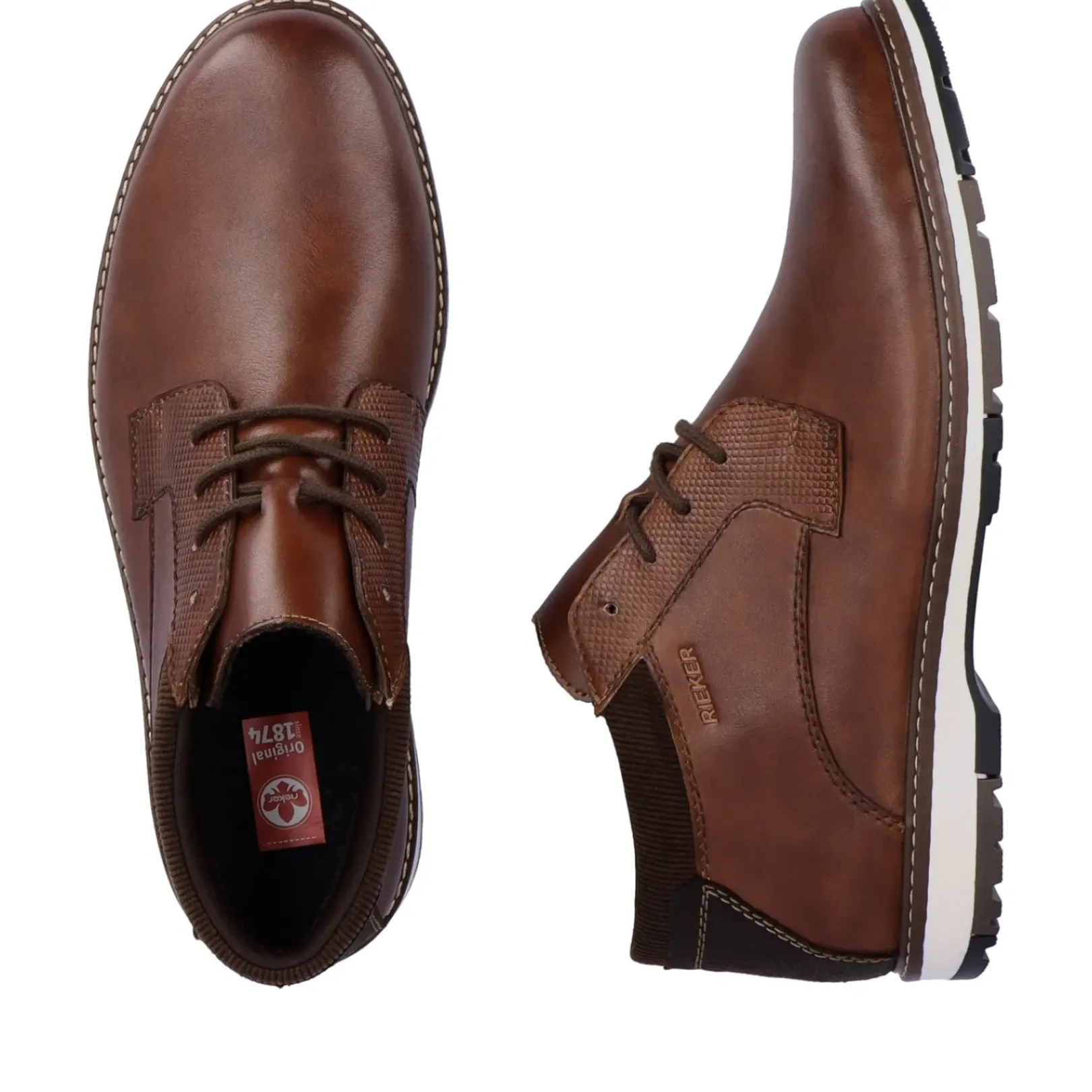 Best Rieker Sznurowane Buty Meskie , Drewno-Brazowe