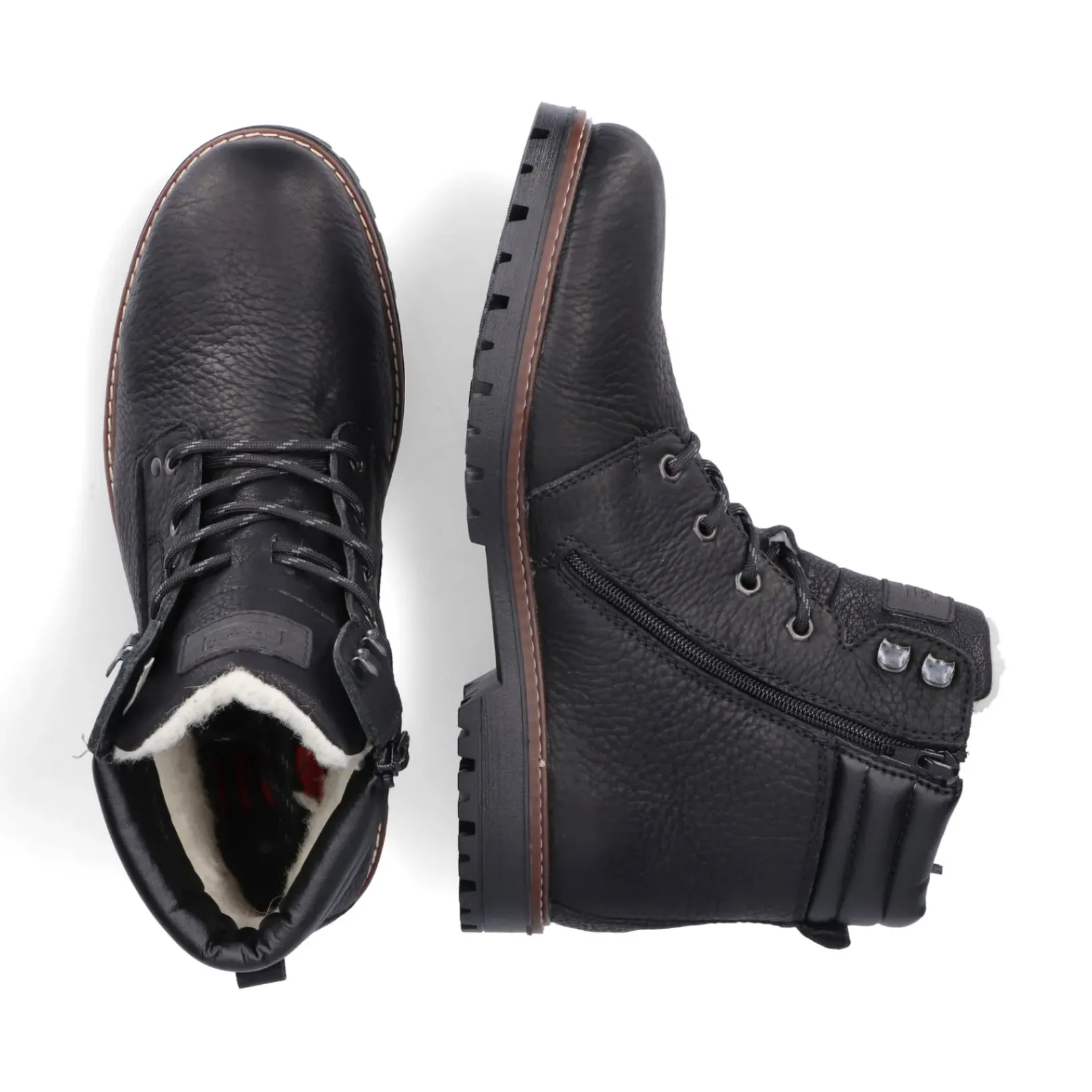 Best Rieker Sznurowane Buty Meskie W Kolorze Glebokiej Czerni